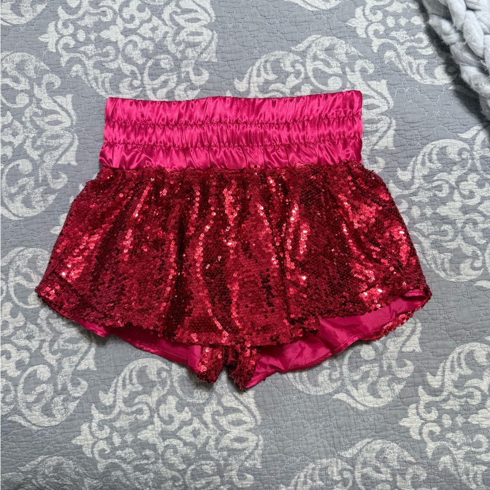 Peach Love California Red Sequin Skort